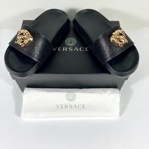 Versace Black and Gold Women's Slippers